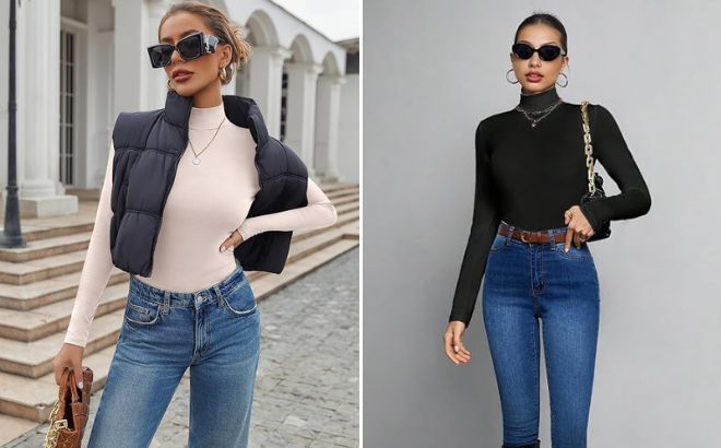 Ekouaer 3 Pack Womens Mock Turtleneck Tops