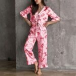 Ekouaer Silk Pajamas for Women Set Sleeve Ruffle Pjs Bow Tie Sleepwear