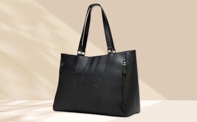Elle Roamer Vegan Leather Weekender Tote Bag in Black
