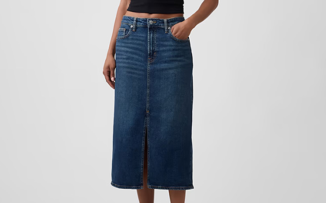 GAP Factory Denim Midi Skirt