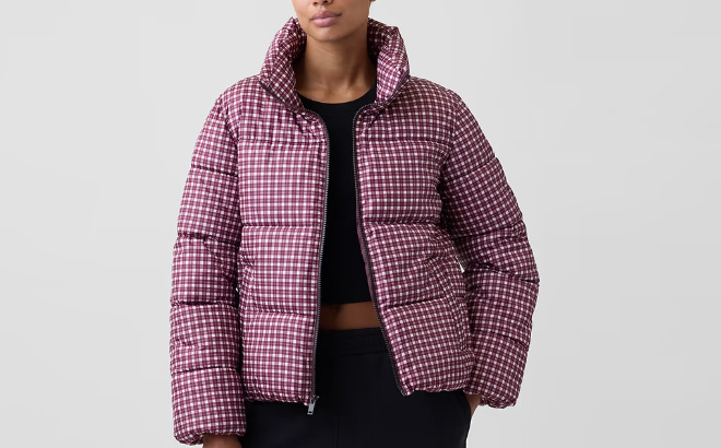 GAP Factory Relaxed Plaid Puffer Jacket GAP Factory Relaxed Plaid Puffer Jacket
