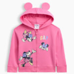 GAP Factory babyGap x Disney Minnie Mouse Relaxed Graphic Zip Hoodie on Gray Background