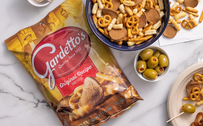 Gardettos Original Recipe Snack Mix on a Table Gardettos Original Recipe Snack Mix on a Table