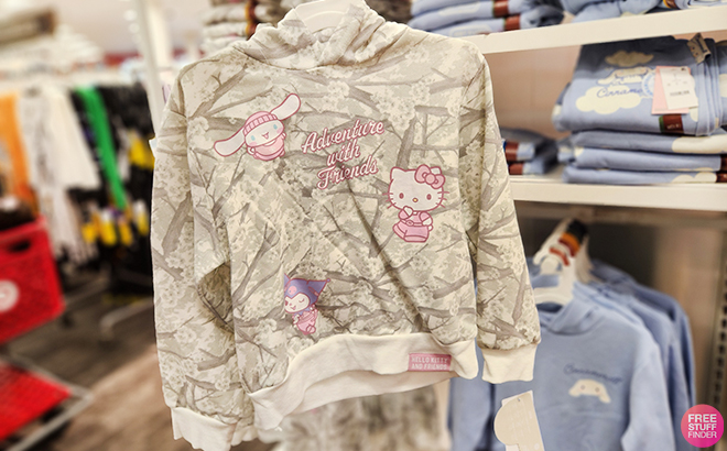 Girls Hello Kitty Cherry Blossom Camo Fleece Hoodie