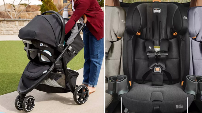 Graco Outpace Baby Stroller and Chicco Fit3x ClearTex Ultra Slim All in One Car Seat