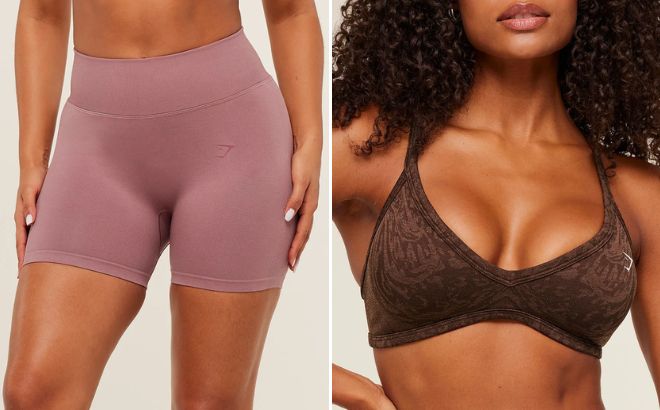Gymshark Lift Seamless High Rise Shorts and Adapt Animal Sports Bra Gymshark Lift Seamless High Rise Shorts and Adapt Animal Sports Bra