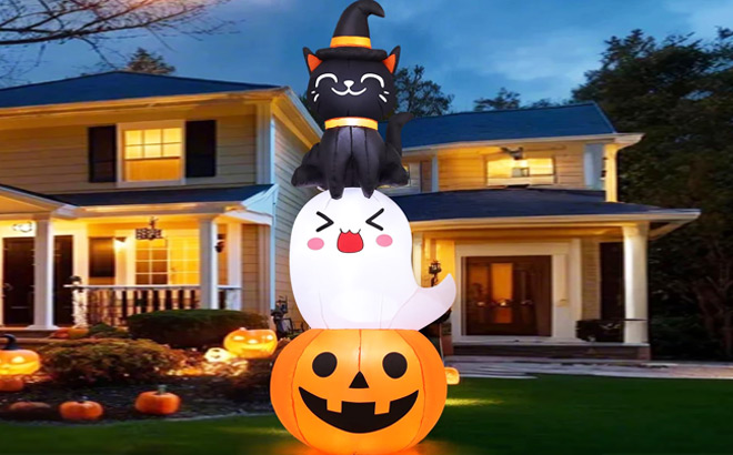 Halloween Inflatables Pumpkin Ghost Cat Combo