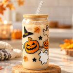 Halloween Pumpkin Ghost Glass Cup