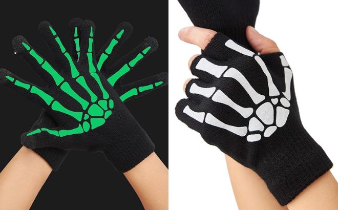 Halloween Skeleton Glow in the Dark Gloves Halloween Skeleton Glow in the Dark Gloves
