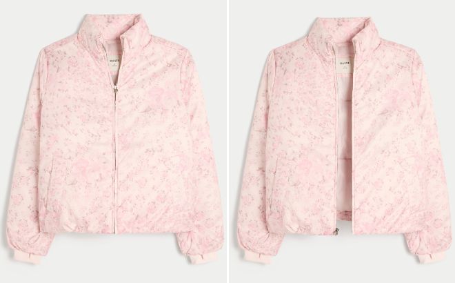 Hollister Zip Up Pattern Puffer Jacket Hollister Zip Up Pattern Puffer Jacket
