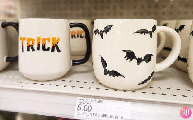 Hyde and EEK Trick Treat Drinkware Mug and Stoneware Scattered Bats Mug