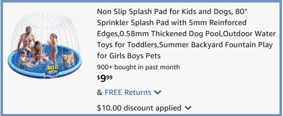 KEGENMEI Kids Sprinkler Splash Pad Checkout Page