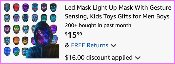LED Light Up Mask at Checkout LED Light Up Mask at Checkout