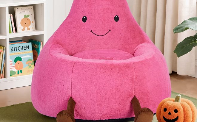 LIFERECORD Kids Eggplant Bean Bag Chair in Rose Red LIFERECORD Kids Eggplant Bean Bag Chair in Rose Red