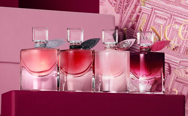 Lancome 4 Piece La Vie Est Belle Fragrance Sampler Set on the Table