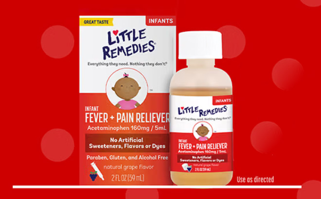 Little Remedies Infant Fever Pain Reliever Red Background Little Remedies Infant Fever Pain Reliever Red Background
