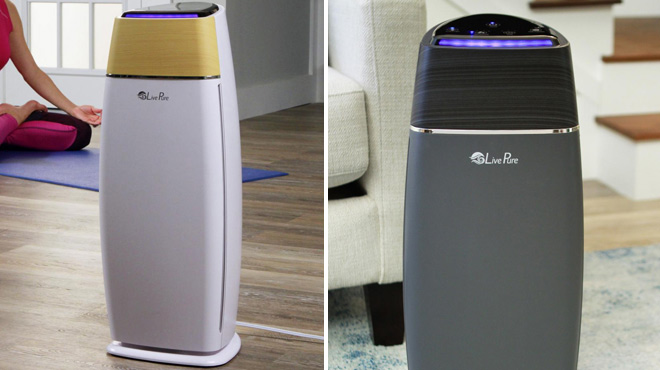 LivePure LP260 Tower True HEPA Air Purifiers in White and Gray