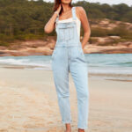Luvamia Womens Stretch Adjustable Denim Bib Overalls