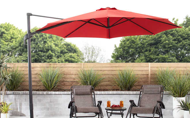 Mainstays 10 Foot Octagon Offset Patio Umbrella with Base Mainstays 10 Foot Octagon Offset Patio Umbrella with Base