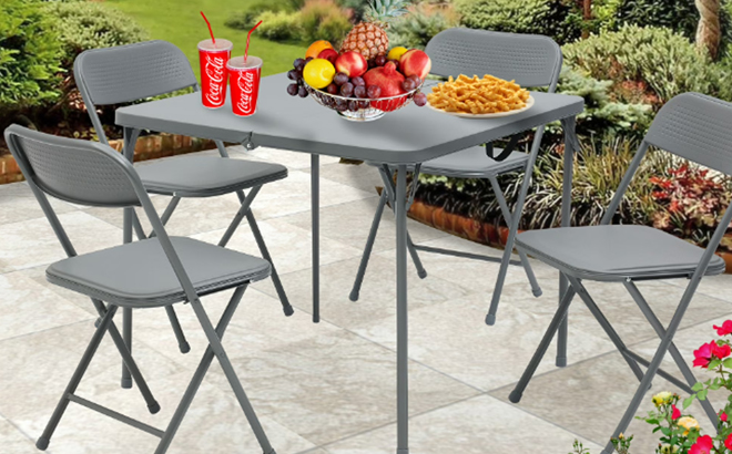Mainstays 5 Piece Square Centerfold Folding Card Table and Chairs Set Mainstays 5 Piece Square Centerfold Folding Card Table and Chairs Set