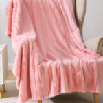 Mainstays Striped Faux Fur Throw Blanket in Pink