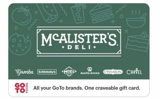McAlisters Deli 25 Gift Card McAlisters Deli 25 Gift Card