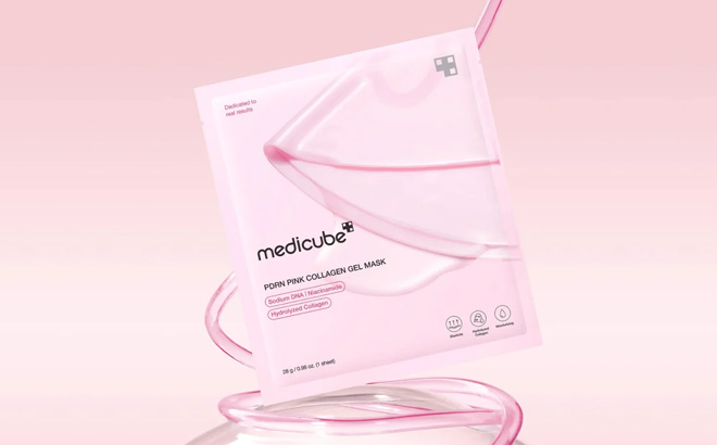 Medicube Jelly Gel Mask on Pink Background Medicube Jelly Gel Mask on Pink Background