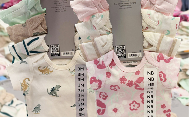 Members Mark 4 Pack Baby Bodysuits Members Mark 4 Pack Baby Bodysuits