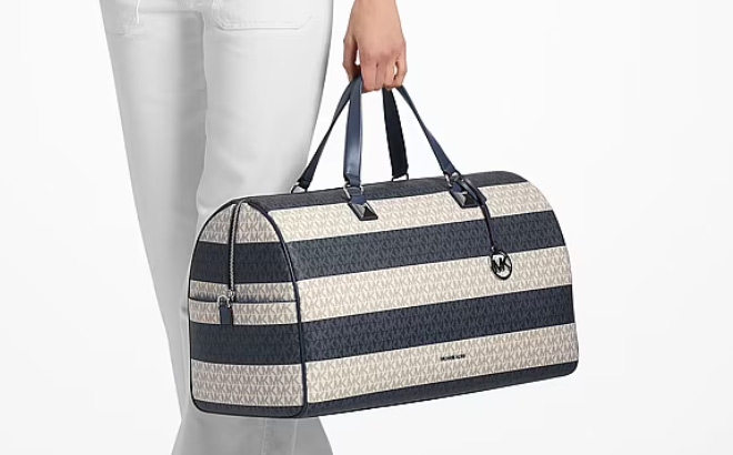 Michael Kors Grayson Extra Large Striped Weekender Bag