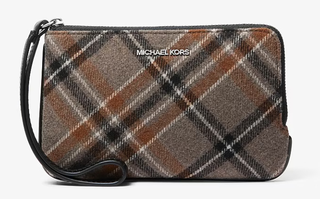 Michael Kors Jet Set Travel Plaid Print Wool Wristlet Michael Kors Jet Set Travel Plaid Print Wool Wristlet