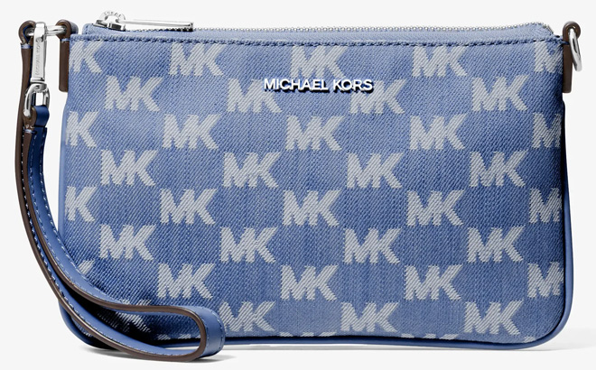 Michael Kors Jet Set Travel Small Signature Logo Jacquard Denim Wristlet Michael Kors Jet Set Travel Small Signature Logo Jacquard Denim Wristlet