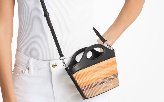 Michael Kors Tatum Small Striped Woven Crossbody Bag Michael Kors Tatum Small Striped Woven Crossbody Bag