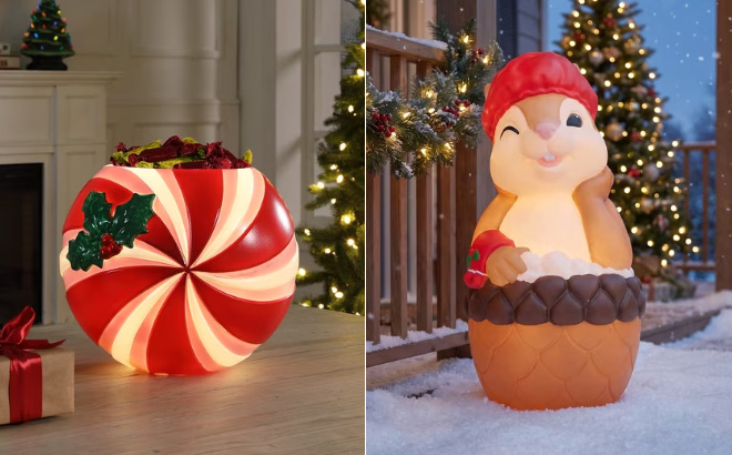 Mr Christmas Blow Mold Peppermint Candy Bowl