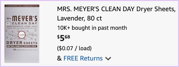 Mrs Meyers Dryer Sheets at Checkout Mrs Meyers Dryer Sheets at Checkout