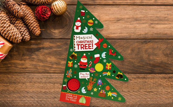 Musical Christmas Tree A Holiday Fold Out Baby Sound Book on the Table