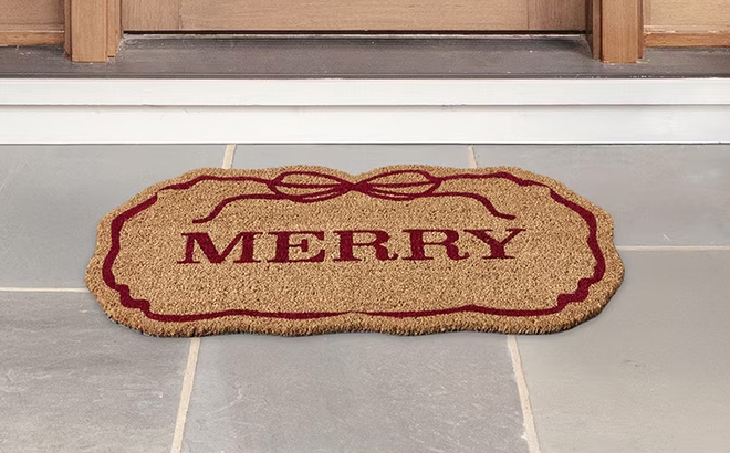 My Texas House Natural ed Merry Ribbon Outdoor Coir Doormat My Texas House Natural ed Merry Ribbon Outdoor Coir Doormat