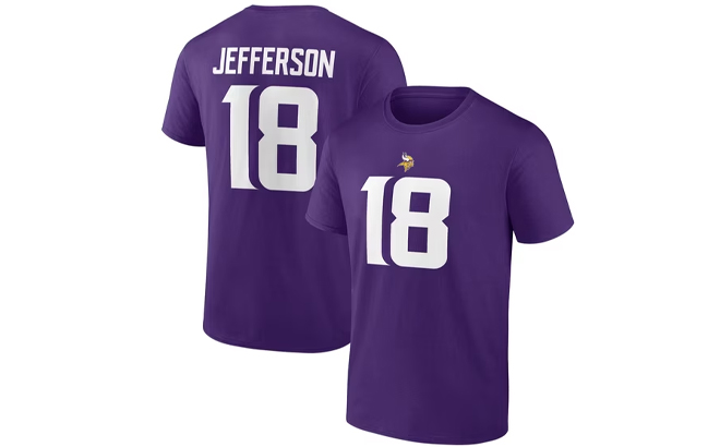 NFL Justin Jefferson Minnesota Vikings Mens Name Number Short Sleeve Tee 1
