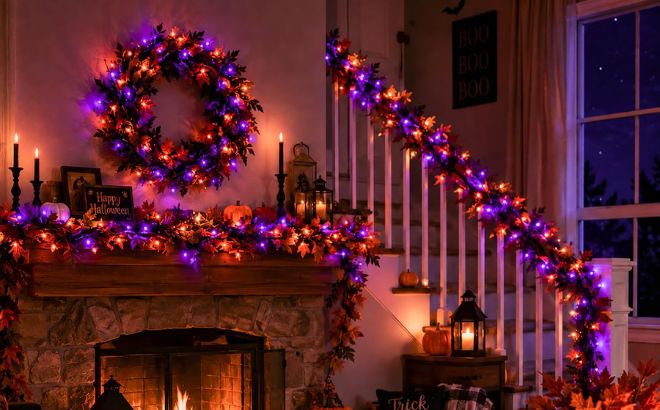 Nisocy 100FT Purple Orange Halloween String Lights Nisocy 100FT Purple Orange Halloween String Lights