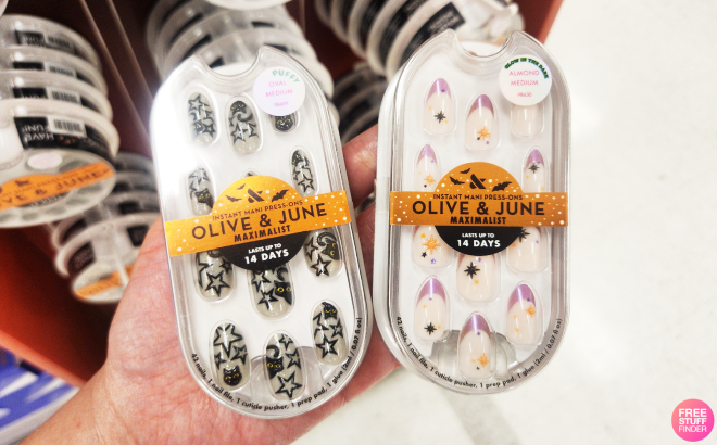 Olive June Halloween Sparkle French and Starry CatsPress On Fake Nails