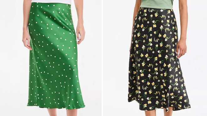 On 34th Womens Printed Midi Slip Skirts
