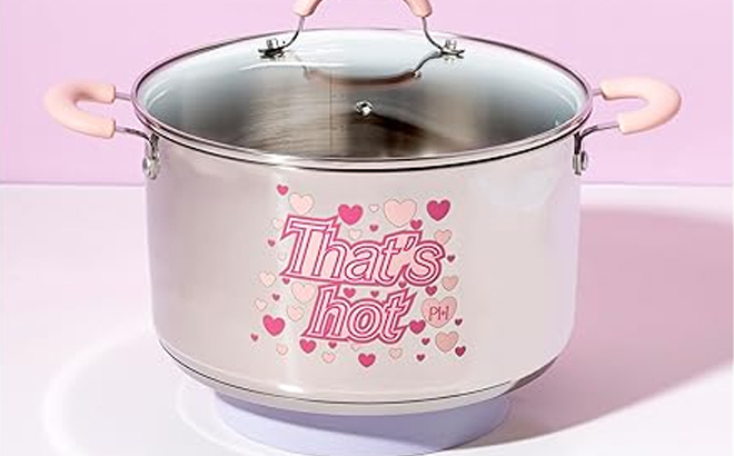 Paris Hilton Stainless Steel Stock Pot with Iconic Color Changing Thats Hot Heat Indicator Decal
