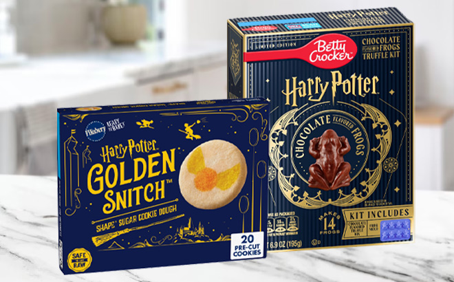 Pillsbury Ready to Bake Harry Potter Golden Snitch Shape Sugar Cookies and Betty Crocker Harry Potter Chocolate Flavored Frogs Truffle Kit 14 Count