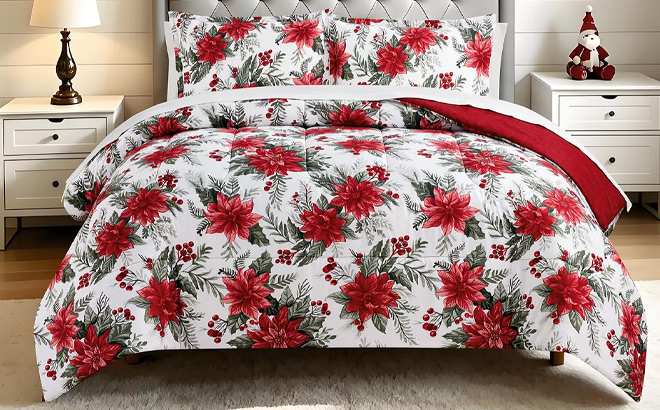 Poinsettia 3 Piece Comforter Set