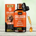 Premium 5 Type Grass Fed Liquid Collagen for Dogs and Cats on the Table