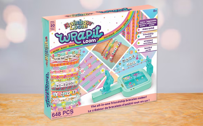 Rainbow Loom Wrap it Loom Bracelet Maker Kit on a Table Rainbow Loom Wrap it Loom Bracelet Maker Kit on a Table