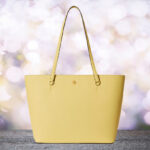 Ralph Lauren Karly Crosshatch Medium Shopper Tote Bag on the Table