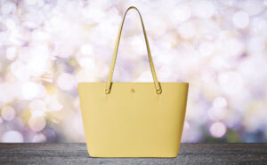 Ralph Lauren Karly Crosshatch Medium Shopper Tote Bag on the Table