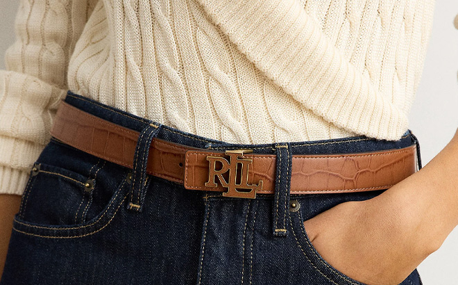 Ralph Lauren Reversible Croc Embossed Leather Belt Ralph Lauren Reversible Croc Embossed Leather Belt