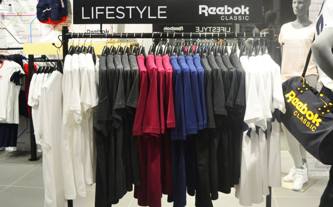 Reebok Shirts on Display at Store Reebok Shirts on Display at Store