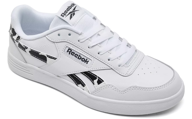 Reebok Womens Court Advance Cow Print Lifestyle Sneaker